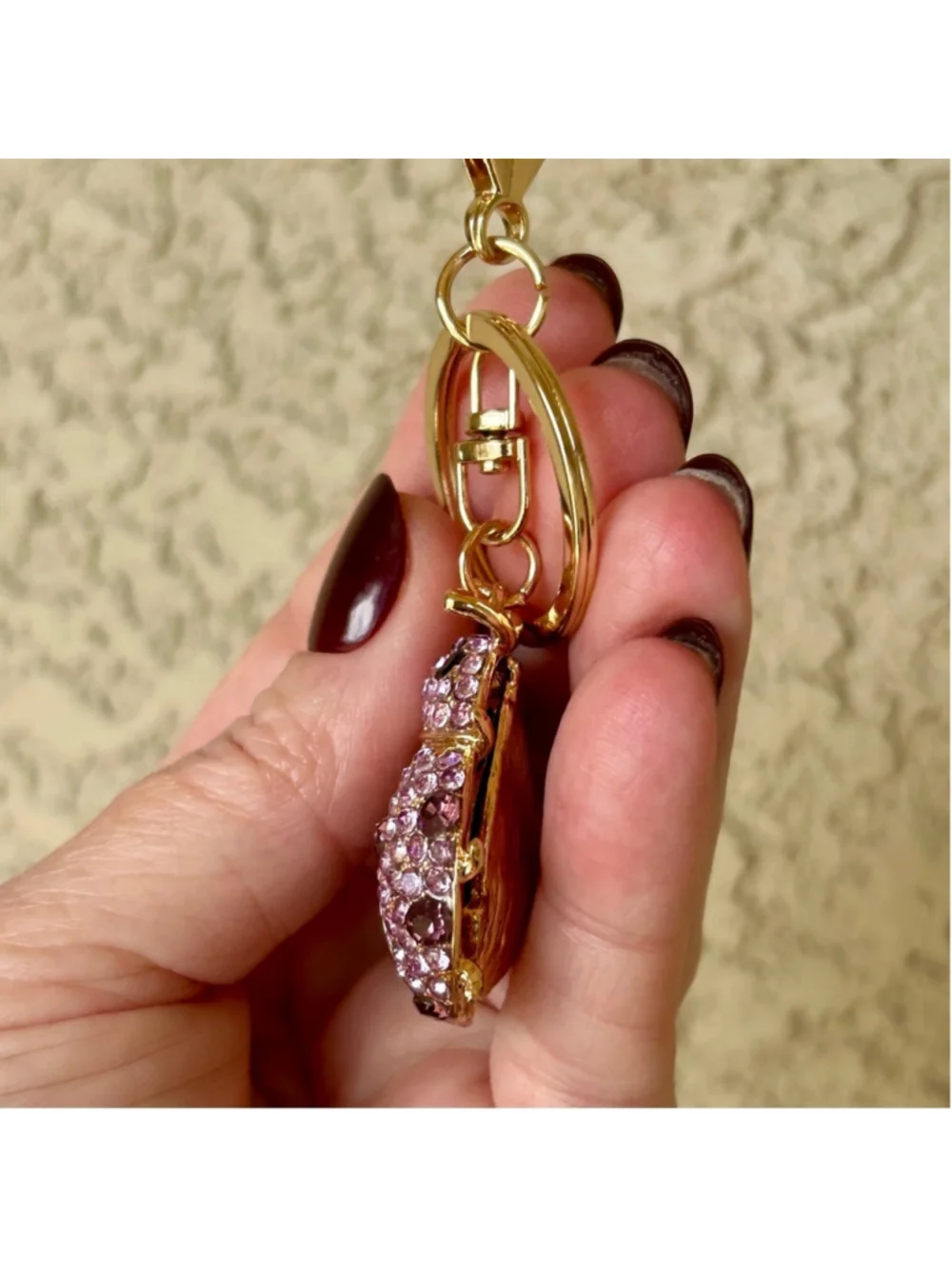 Sparkling Gold and Purple Ladybug Keychain